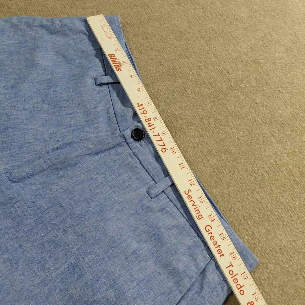 Banana Republic Aiden Linen Shorts Mens 33 Blue Chino Preppy Coastal 9